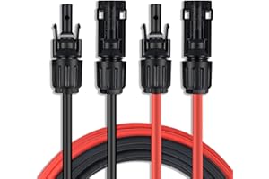 SGANGCAR Solar Extension Cable One Pair(25 Feet 10AWG) Solar Panel Cable with Female and Male Connectors(25FT Red + 25FT Black)