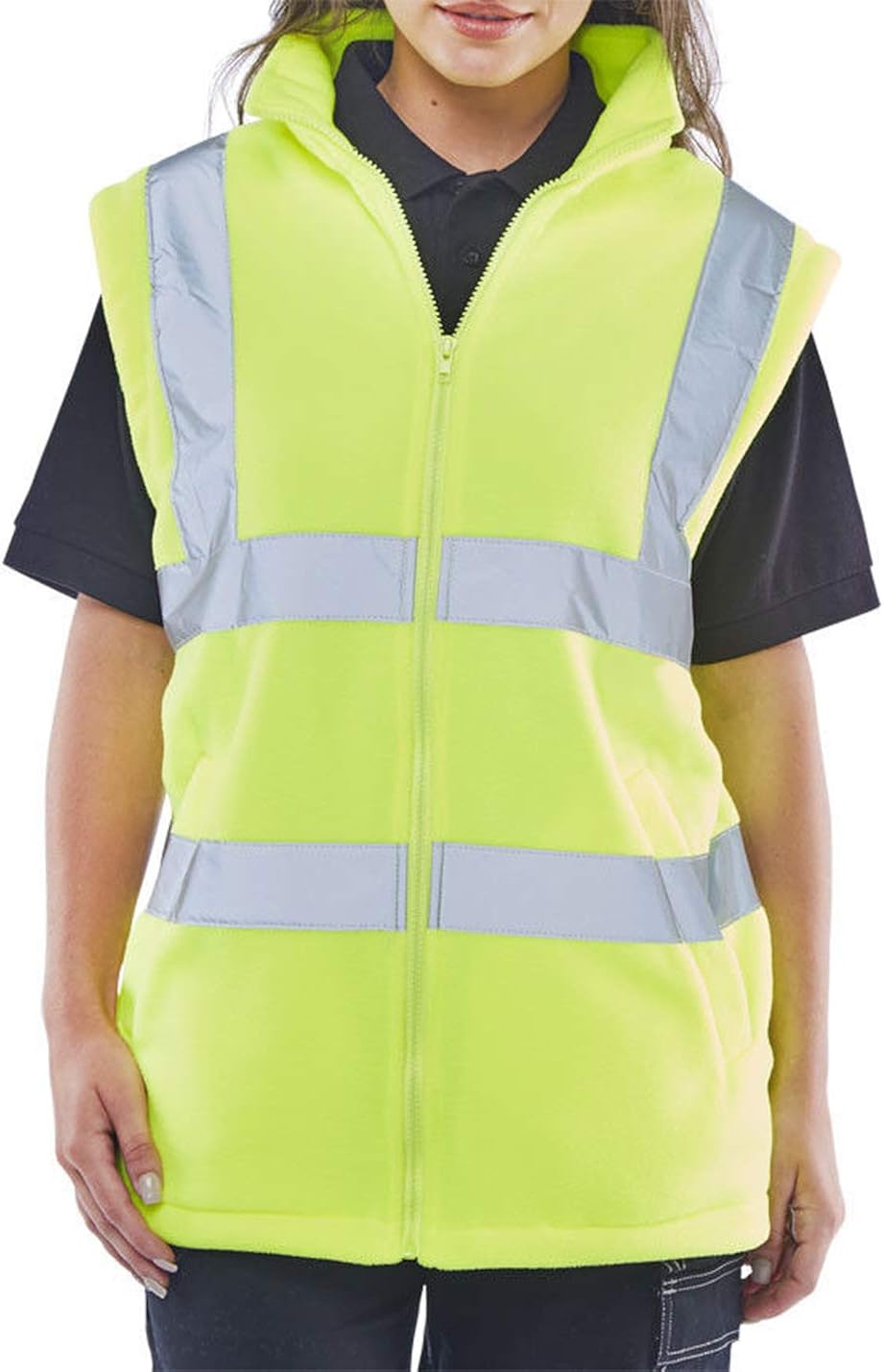 Hi Vis Fleece Gilet Sleeveless Visibility Viz Body Warmer Zip Unisex