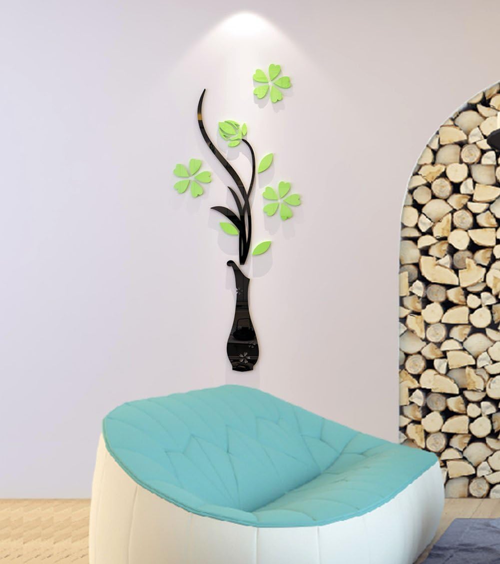 3D Vase Wall Murals for Living Room Bedroom Sofa Backdrop Tv Wall Background, Originality Stickers Gift, DIY Wall Decal Wall Decor Wall Decorations (Aqua, 30 X 12 inches)