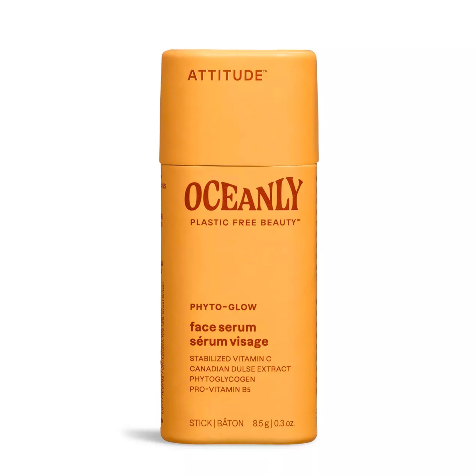 ATTITUDE Oceanly Face Serum Stick, EWG Verified, Plastic-free, Plant and Mineral-Based Ingredients, Vegan Skin Care Products, PHYTO GLOW, Unscented, 8.5 grams