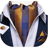 DiBanGu 3PCS Ascot Ties for Men Wedding Jacquard Woven Silk Ascot Cravat for Men Cravat Tie and Pocket Square Set