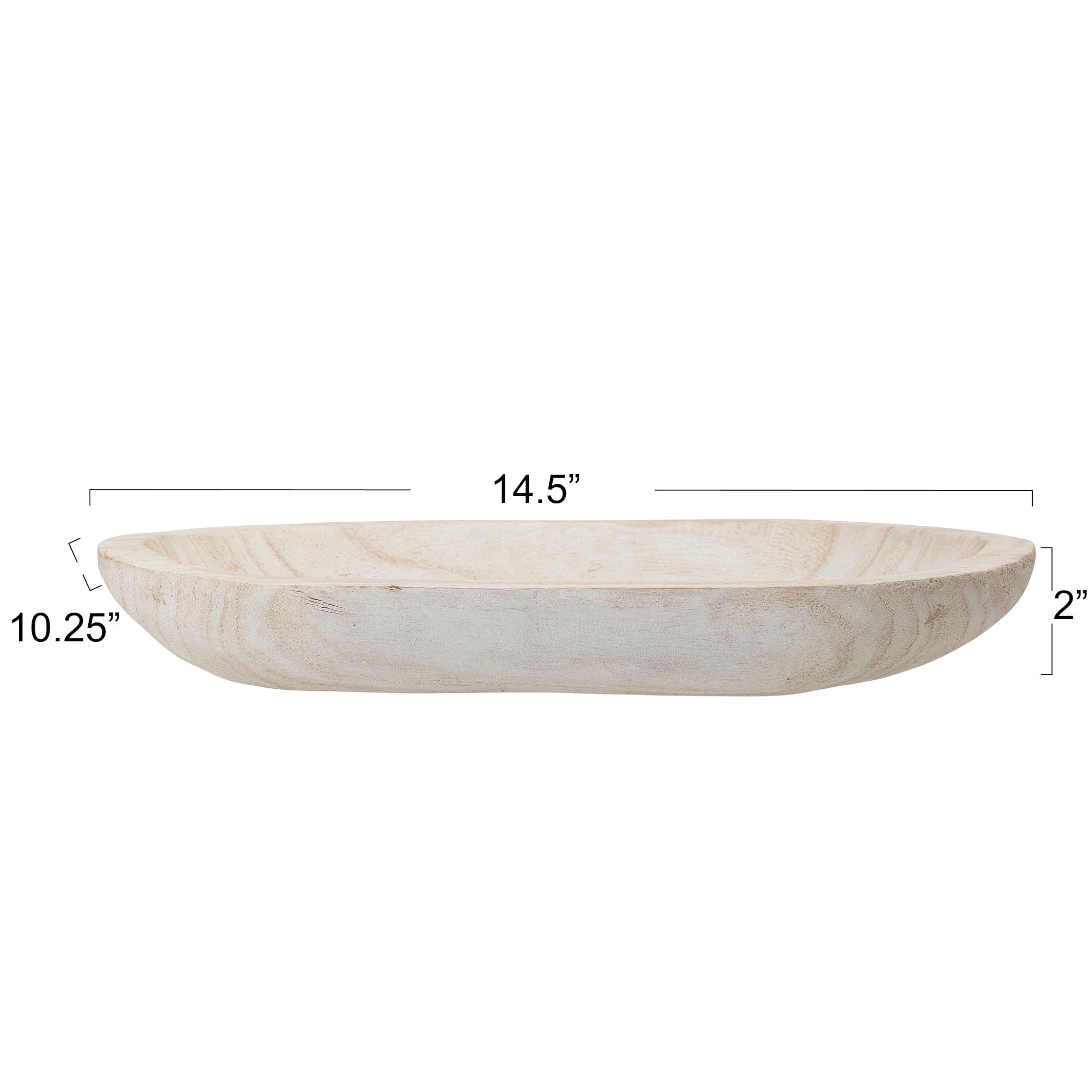 Bloomingville Hand-Carved Paulownia Wood Bowl with Whitewashed Finish - Image 2