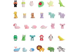 CLOCK KING 30Pcs 3D Animal Erasers for Kids, All are Animal Styles, Random Desktop Pets Toys Gifts, Mini Puzzle Classroom Rewards, Kids Party Favors Back to School Supplies