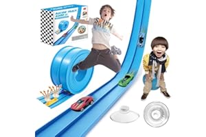Jouet de course flexible à faire soi-même pour enfants, piste de course enroulable avec voitures de course et ventouses, comp