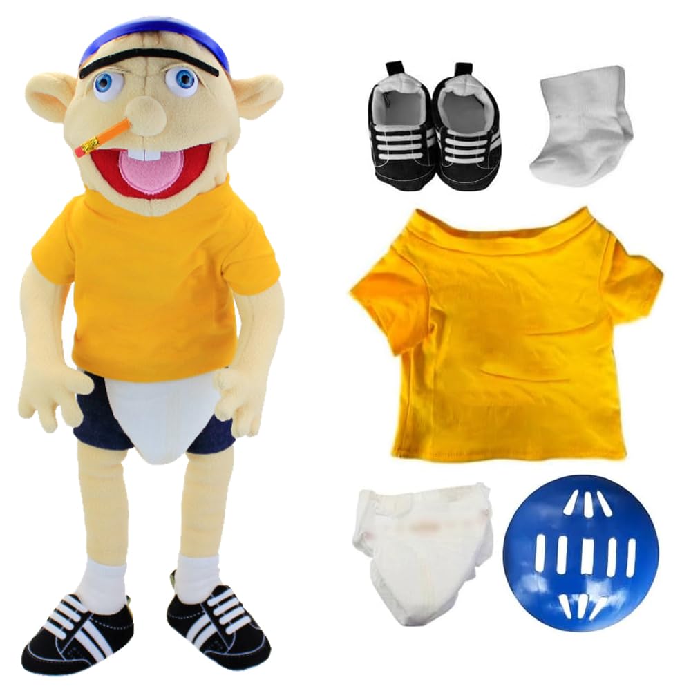 Vmxlso Jeffy Puppet 60cm, Jeffy Plush Toy Hand Puppet with Working Mouth, Jeffy Hand Puppets for Play House, Funny Puppet's Toy Gift