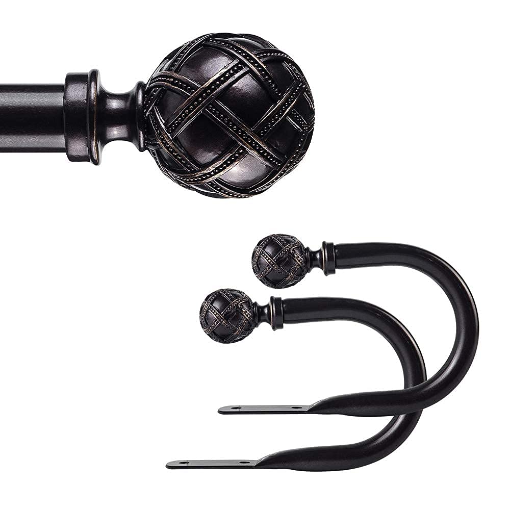 Ycolnaefllr 1 Inch Diameter Double Curtain Rod Set Double Curtain Pole Rail Adjustable from 48 to 84 Inch(121cm-213cm) with Curtain Holdbacks Double Window Curtain Rod Set Oil Rubbed Bronze