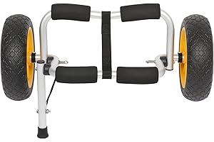 Bonnlo Kayak Car Foldable Aluminum Kayak Trailer with 10'' Solid Tires, Universal Kayaks Wheel Cart Dolly for Canoe, Paddle Board, Boat, Float Mats, Jon Boat