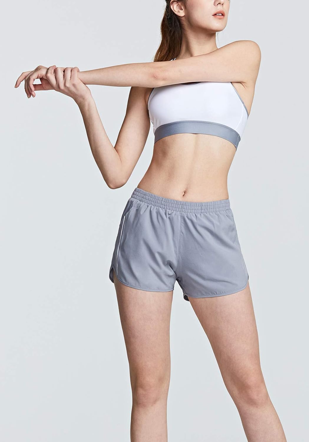 ATHLIO 2 Pack Women's Running Shorts with Pockets, Dry Fit Exercise Workout Shorts, Jogging Sports Athletic Shorts Mesh Liner: Clothing