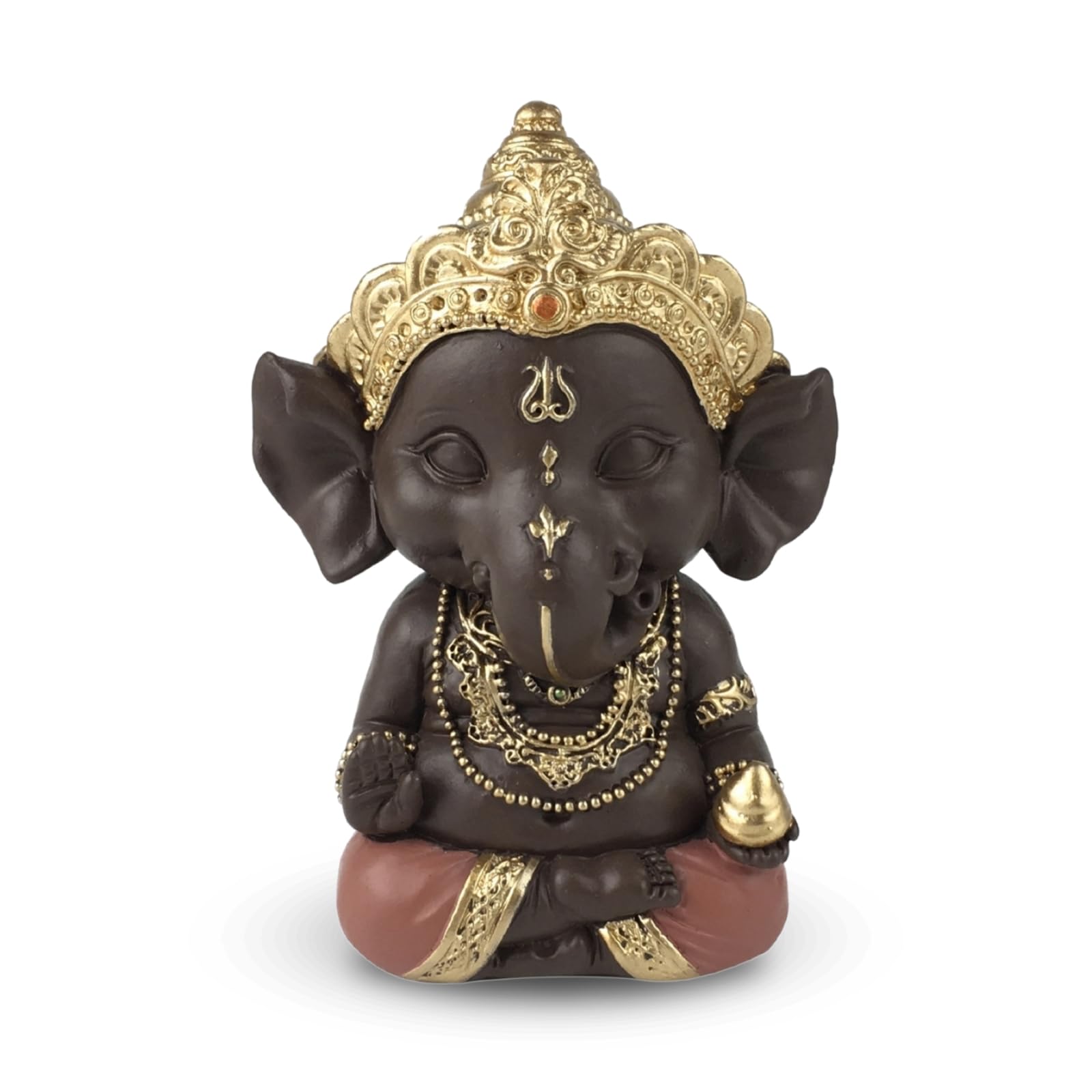 Zen'Light Ganesh 3 Good Luck Charm Zen and Feng Shui Decoration to Create a Relaxing and Spiritual Atmosphere – Gift Idea – Height: 11.5 cm – Colour: Green and Brown