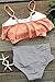 CUPSHE Women High Waisted Falbala Bikini Set Ruffled Maternity Bathing Suit, XXL Pink Orange