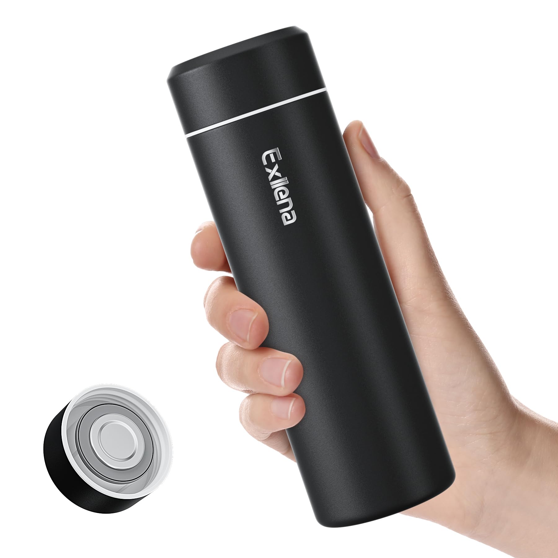 Photo 1 of ?Upgraded?Exllena Small Insulated Water Bottle 12 oz/350ml– Mini Insulated Water Bottle for Hot & Cold Drinks, Perfect Small Water Bottle for Travel, Purse...(Black)