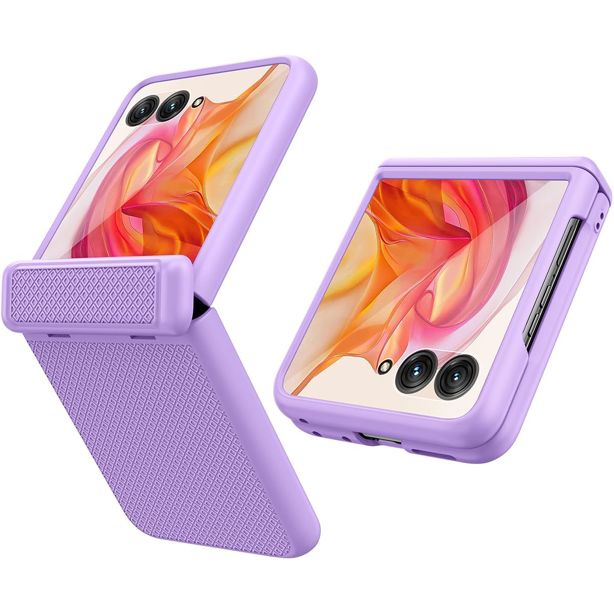 Miimall Compatible with Motorola Razr 50 Ultra Screen Protector Case, [Built-in Glass Screen Protector] [Hinge Protection], Hard Anti-Slip Slim Shockproof Full Body Case for Moto Razr 50 Ultra-Purple