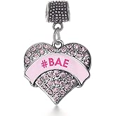 Inspired Silver - Silver Pave Heart Charm for Bracelet with Cubic Zirconia Jewelry