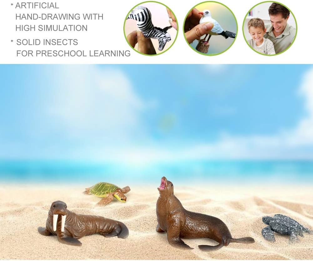 Volnau Mini Sea Creature Toys Figures 12PCS Marine Fish Animal Figurines for Toddlers Kids Birthday Decoration Plastic Preschool Pack Bath Set Great White Shark - Image 4