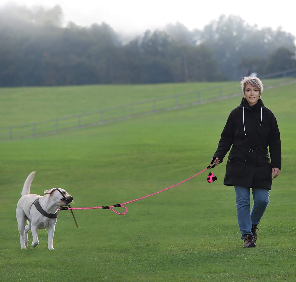 Strong Rope Dog lead 6ft Long with Two Padded Handles,Heavy Duty,Reflective Double Handle Training Dog Lead for Large Dogs or Medium Dogs,Dual Handles Leash(Pink) - Image 5