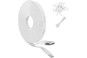 ANLINK 20FT Flat Power Extension Cable for WyzeCam, YI Camera NestCam Blink Wyze Cam OG Wyze Cam Pan Netvue Kasa Cam Cloud Camera Arlo Q Furbo Dog, USB to Micro USB Durable Charging and Data Sync Cord