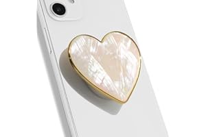 DALSTONE Authentic Natural Sea Shell Mother of Pearl Expandible Collapsible Mobile Phone Grip Stand Holder for Smartphone Tablet Cell Phone Accessory (Crème)
