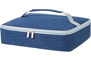 Insulated Food Carrier, Casserole Carrier, Waterproof Double Zipper Insulated Food with Aluminum Film Lining & Sturdy Handle 