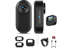 FIBONAX 64GB 1080P Mini Body Camera with Screen, Thumb Size Wearable Body Cam, 5H Hands-free POV Recording, Magnetic Portable Action Camera Mount Anywhere for Work, Security, Riding, Pets, Sports(Black）