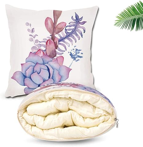 Amazon 多肉植物 オフィスクッションクッション 150x0cm 暖かい 快適 寒さ対策 エアコン用毛布 四季兼用 エキゾチックなコサージュウェディングブーケデザインボヘミアンレトロ自然水彩装飾 ブランケット 毛布 オンライン通販