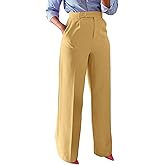 Unybwonn Women Wide Leg Dress Pants High Waisted Straight Leg Business Slacks Work Pants Casual Button Down Trousers