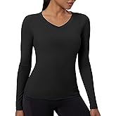 OVIYEGAIN V Neck Compression Shirt Women Long Sleeve Cool Dry Workout Gym T-Shirt Athletic Yoga Running Tops