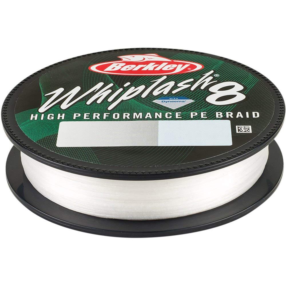 BERKLEY MIS BW8C 300 020 Whiplash 8 Braided Fishing Line - 100 percent Dyneema 8 Strand Braid for Saltwater and Freshwater Fishing, White Crystal, 27.7 kg, 61 lb, 300 m