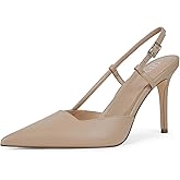 QIY Closed Toe Slingback Heels Women Pumps Strappy Pointed Toe Stiletto Heels for Women Wedding Party Dress Shoes
