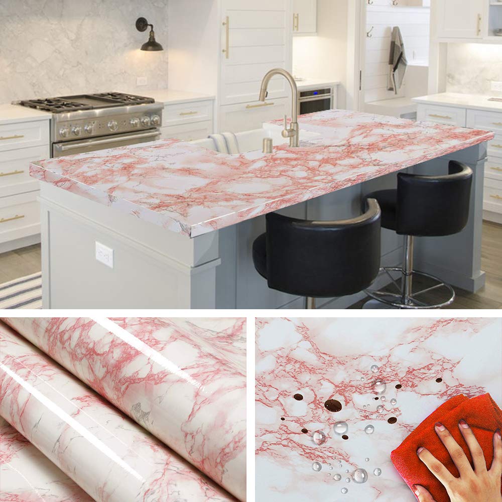 Buy Yenhome Emerald Red Marble Peel And Stick Wallpaper For