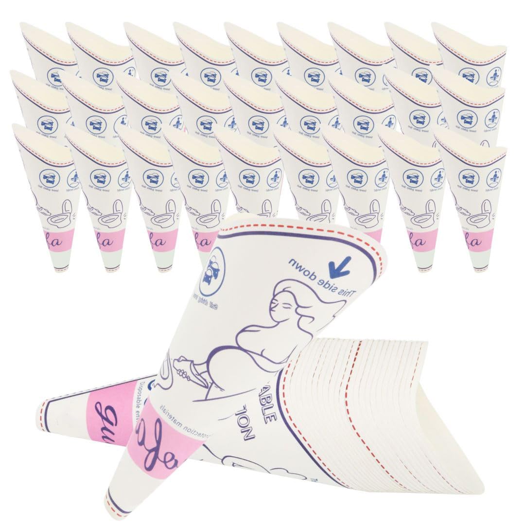 Female Urinal, 50Pcs Disposable Urinal for Women Portable Urinal Standing up for Women Waterproof Paper Standing Pee Funnel for Pregnant, Wounded, Travel, Camping, Outdoor Activitie