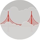 San Francisco Bay Golden Gate Bridge Icon Vinyl Decal Sticker (4" Wide, Cloudy Skies)