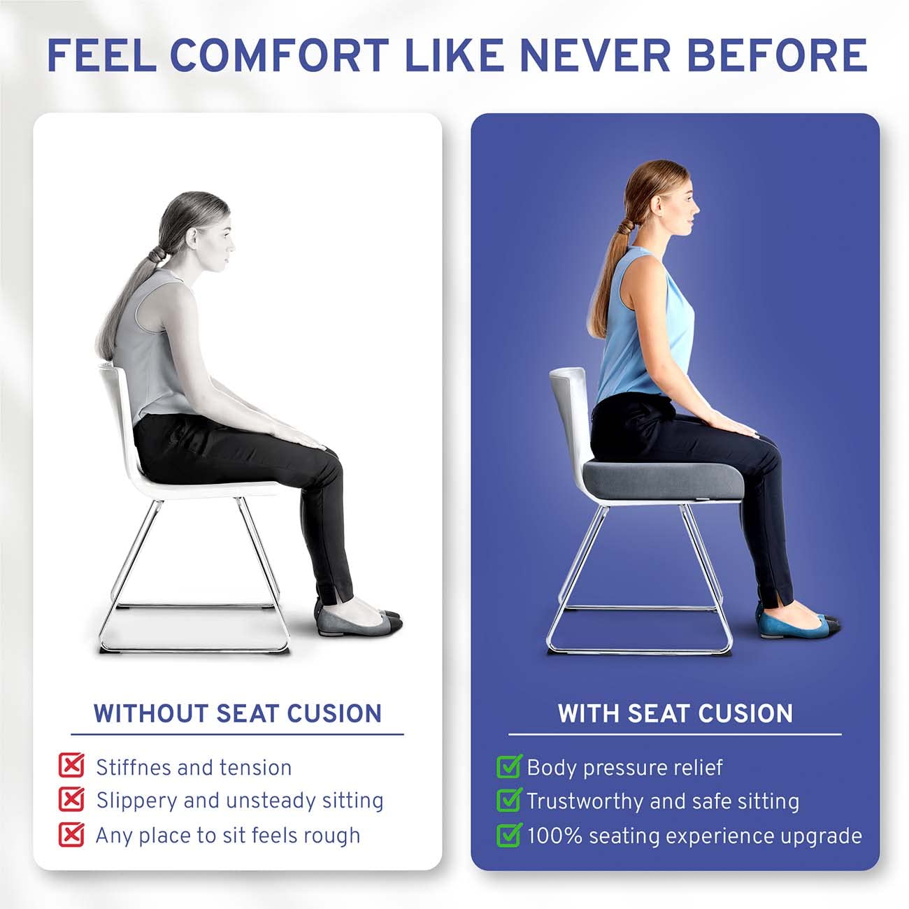 Seat Cushion Extra Large - Firm Memory Foam Chair Pad for Recliner, Wheelchair, Office Chair, Stadium, Bleacher, Car, Floor, Patio Furniture, Bariatric Overweight Users 19”x17”x3”