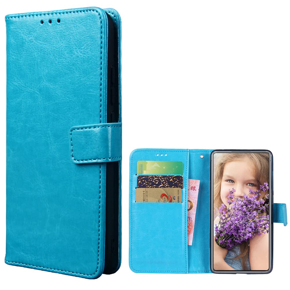 EasyShow Case for TCL 40R 5G, TCL 40R 5G PU Leather Wallet Flip has Kickstand function and Card Slots with Magnetic Buckle Phone Cover for TCL 40R 5G-Blue