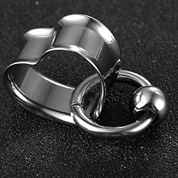 Twolobes 2 PCS Silver Ear Gauges Classic Heart