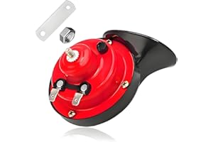 KVAEY Super Loud Car Snail Horns, 12V 300DB Durable Car Horn Kit, High Low Tone Universal Waterproof Car Air Electric Snail Horn, Vehicle Air Horn Replacement for Motorcycle Truck (Red, 1 PCS)