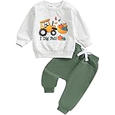 FYBITBO Infant Baby Boys Fall Winter Clothes Pumpkin Tractor Sweatshirt Long Sleeve Shirt Pants Toddler Halloween Outfits