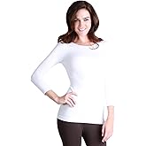 NIKIBIKI Women’s Seamless Plain Jersey 3/4 Sleeve Crew Neck Top - One Size, White NS5423H