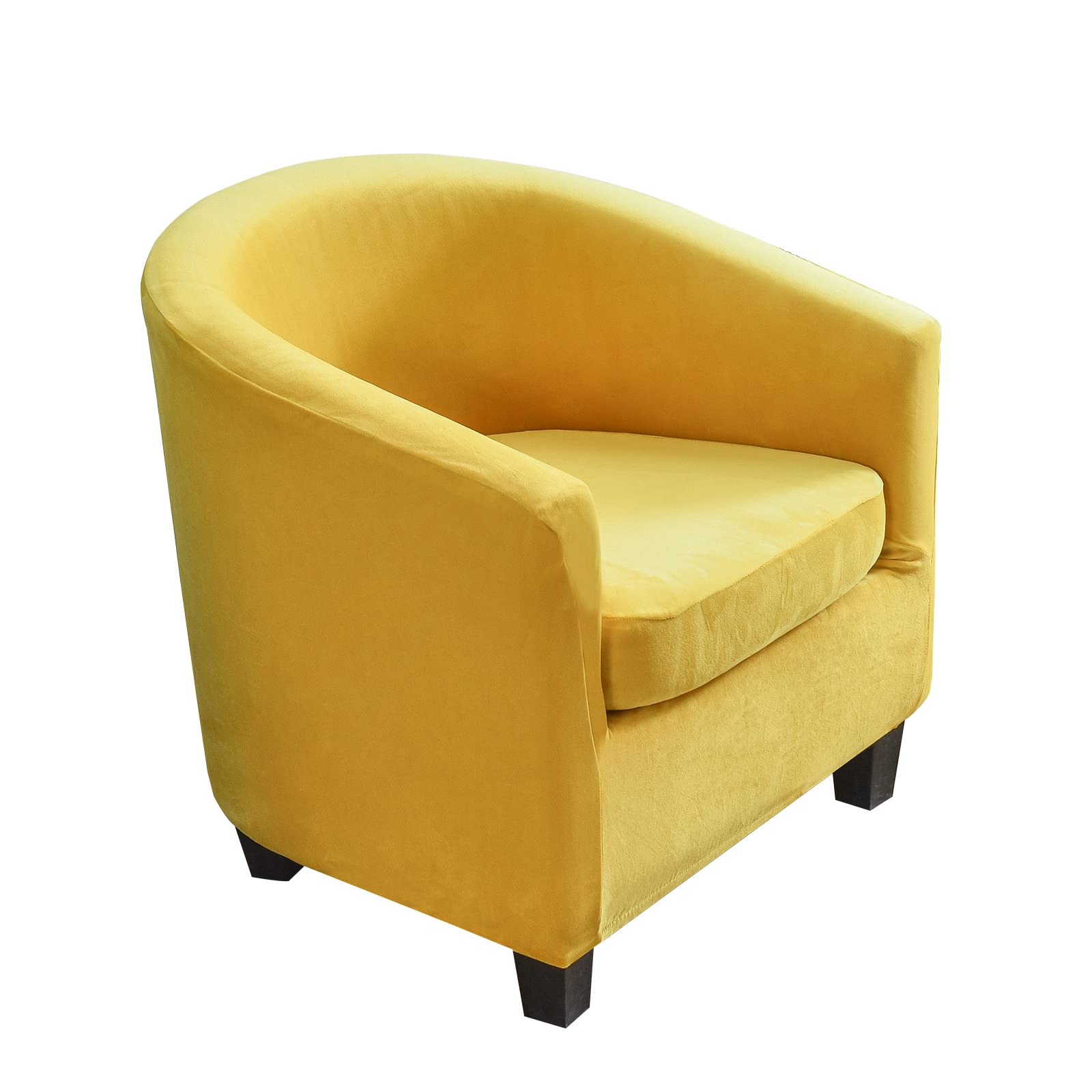 Topchances Tub Club Chair Covers,High Stretch Armchair Sofa Slipcover with Cushion Cover, Velvet Furniture Protector Soft Couch Covers for Dining Living Room Office Reception (Yellow)