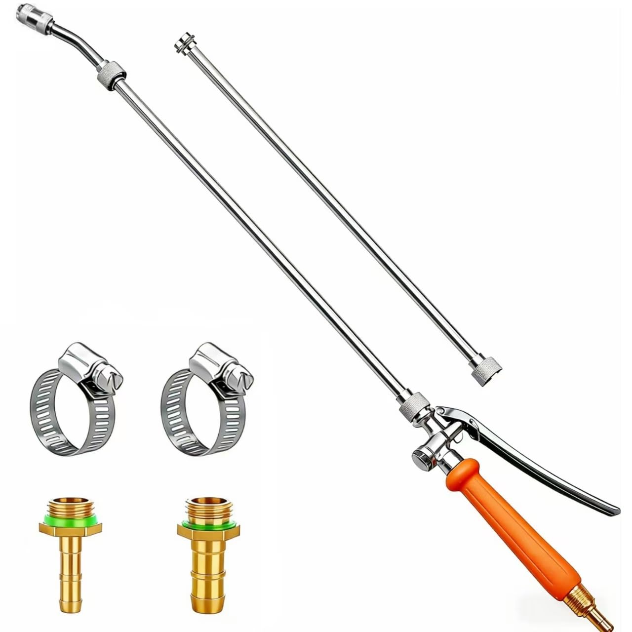 Photo 1 of 44 Inches All Metal Replacement Sprayer Wand,1/4" & 3/8" Brass Barb Sprayer Wand Replacement, Stainless Steel Sprayer Wand with Shut off Valve & 2 Hose Clamps (44 Inches Sprayer Wand)