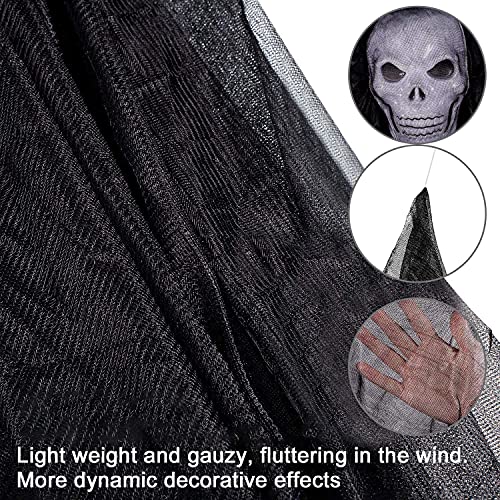 13ft Halloween Hanging Ghost Decorations, special sound effects, Collocation Scary Fake Spiders and Stretch Cbowebs, Creepy Skeleton LED Hanging Props for Halloween Party Indoor and Outdoor Decor