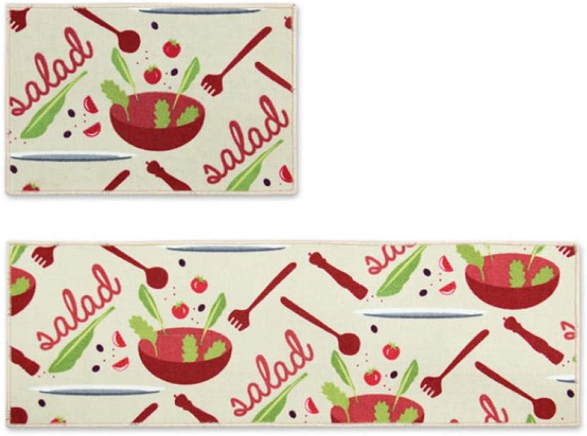 ZJRAQ Alfombra para Cocina，Terciopelo De Cristal，Estampado Rojo