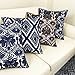 Slow Cow Embroidery Throw Pillow Cover Geometric Rose Navy Decorative Cushion Cover for Sofa 18x18 Inches