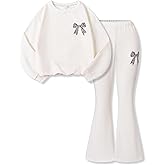 Afsmlys Tween Girls Clothes Long Sleeve Graphic Sweatshirt Top + Bow Knot Pants 2 Piece Outfit Set, Size 7-16Years