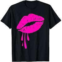 Amazon.com: Hot Pink Lips Kiss 80s Lipstick Party T-Shirt