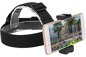 Head Mounted Mobile Phone Holder, Video Outdoor Live Bracket Head Mount Strap with Phone Clip(6.2 to 10cm) for Mobile Phones 