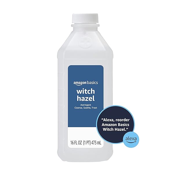 AMAZON BASICS WITCH HAZEL USP ASTRINGENT FOR OILY SKIN, RELIEF FROM IRRITATION AND REDNESS, UNSCENTED, 16 FLUID OUNCES (PREVIOUSLY SOLIMO)