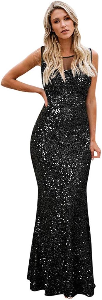 Zegeey Damen Paillettenkleid Maxikleid Glitzer Pailletten Lange Party Kleider Camisole Abendkleid Cocktailkleider Brautkleid Brautjungfern Kleid Clubwear Frauen Wickelkleid Ballkleider Bekleidung Suenaacampo Com 