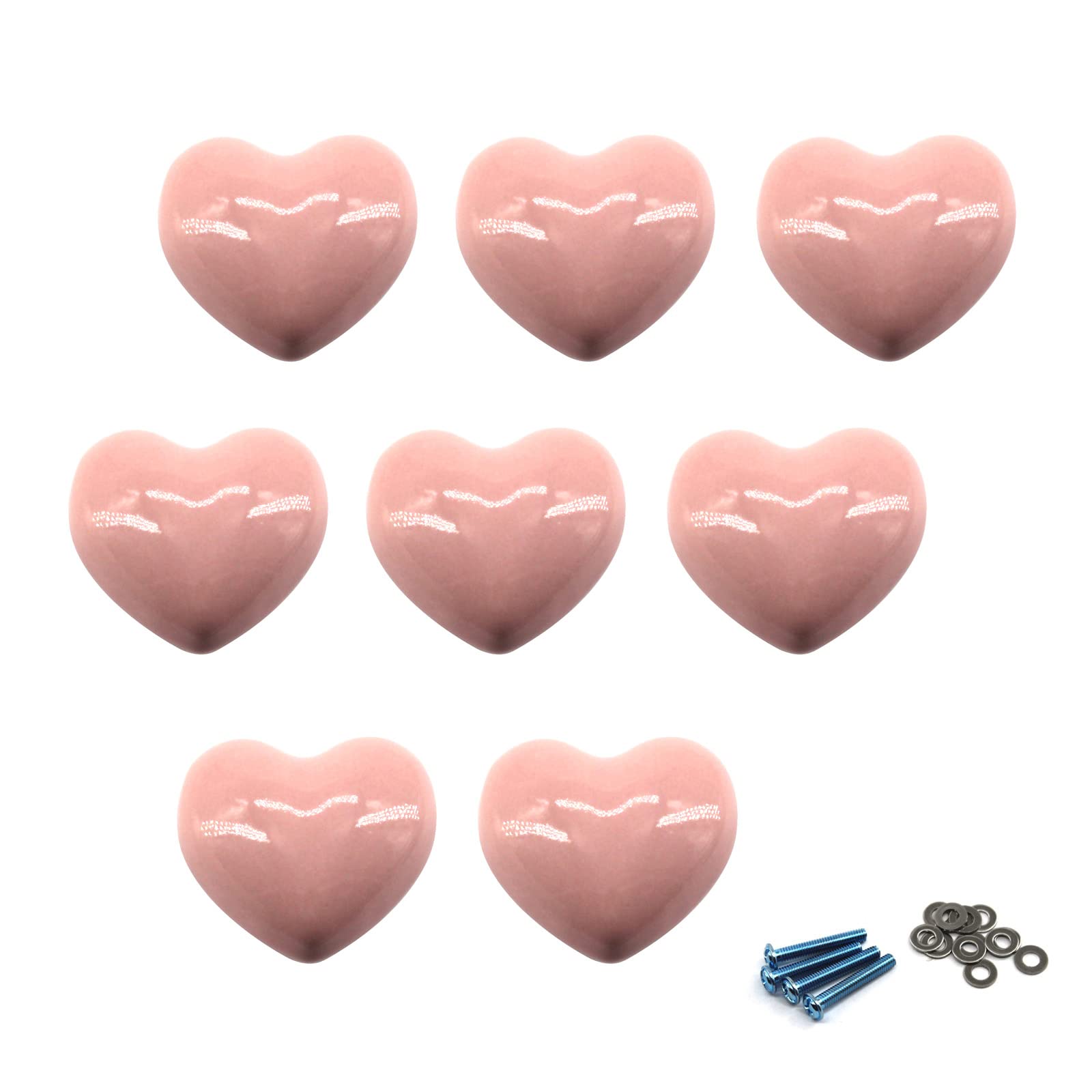 Zerniple Pink Door Knobs Ceramic Drawer Pull Handle Kids Room Cupboard Knobs with Screws (8 Pieces)