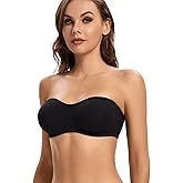 ANGOOL Strapless Bra for Women Padded Non-Slip Silicone Bandeau Bra Seamless Comfortable Wirefree Tube Top Bralette