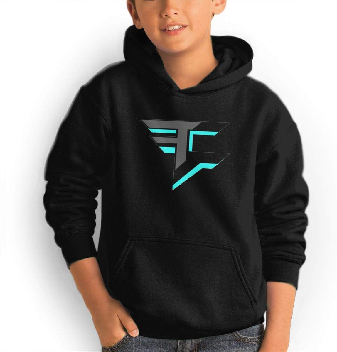 Teens Faze Clan Logo Sweater Print Loose Long Sleeve Cotton Hoodie Sweatshirt with Pocket Black